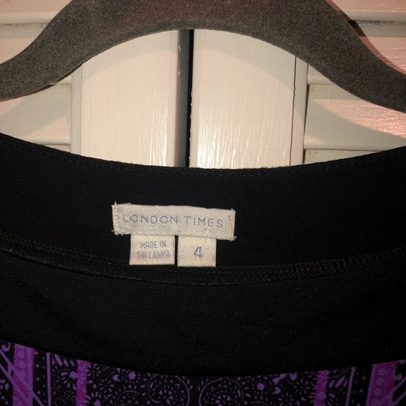 London Times midi Black and Purple shift Dress Size 4 - Picture 4 of 8